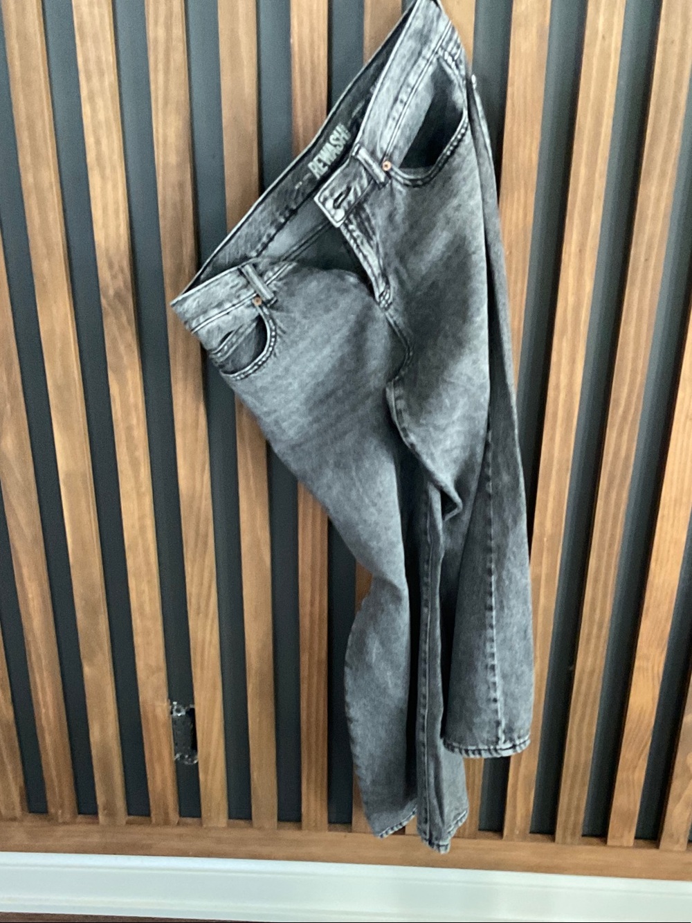 Rewash Gray Washed Straight-Leg Jeans